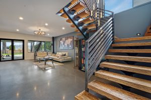 floating custom wooden staircase