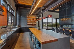 contemporary home design with high ceilings