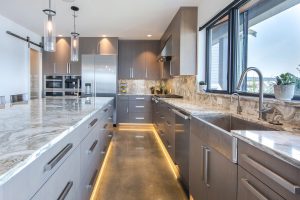 modern marble kitchen in Lake Washington