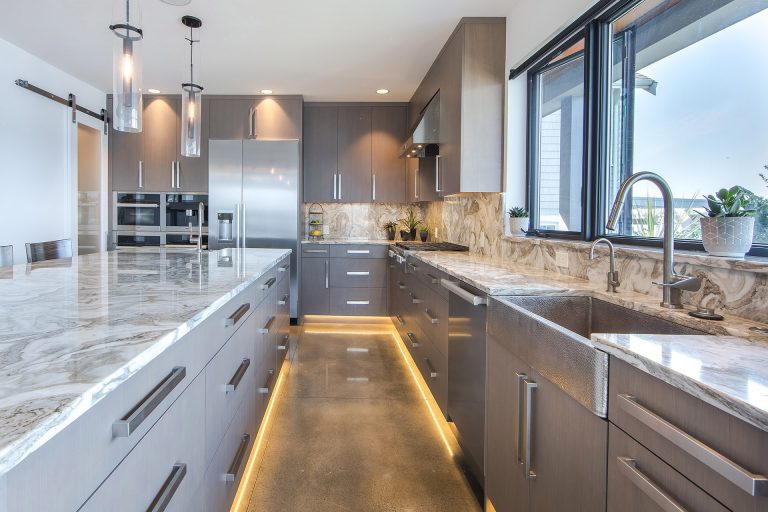 modern marble kitchen in Lake Washington