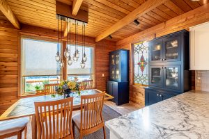 modern wood and marble dining room