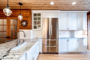 Modern wood and marble kitchen